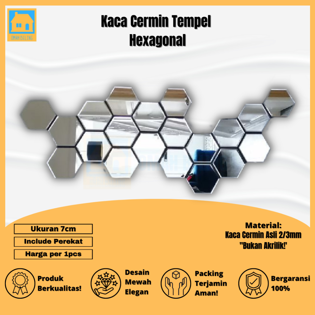 Jual Kaca Cermin Hexagonal Asli Cermin Cermin Kaca Cermin Dinding Cermin Tempel Cermin