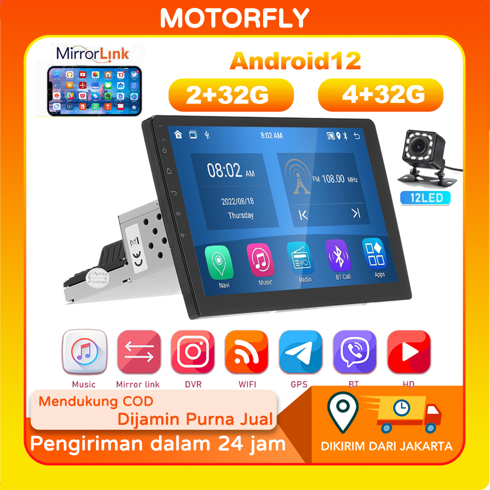 Jual 9/10 inci Android 12 Single DIN Mobil Radio GPS Navigasi Mobil ...