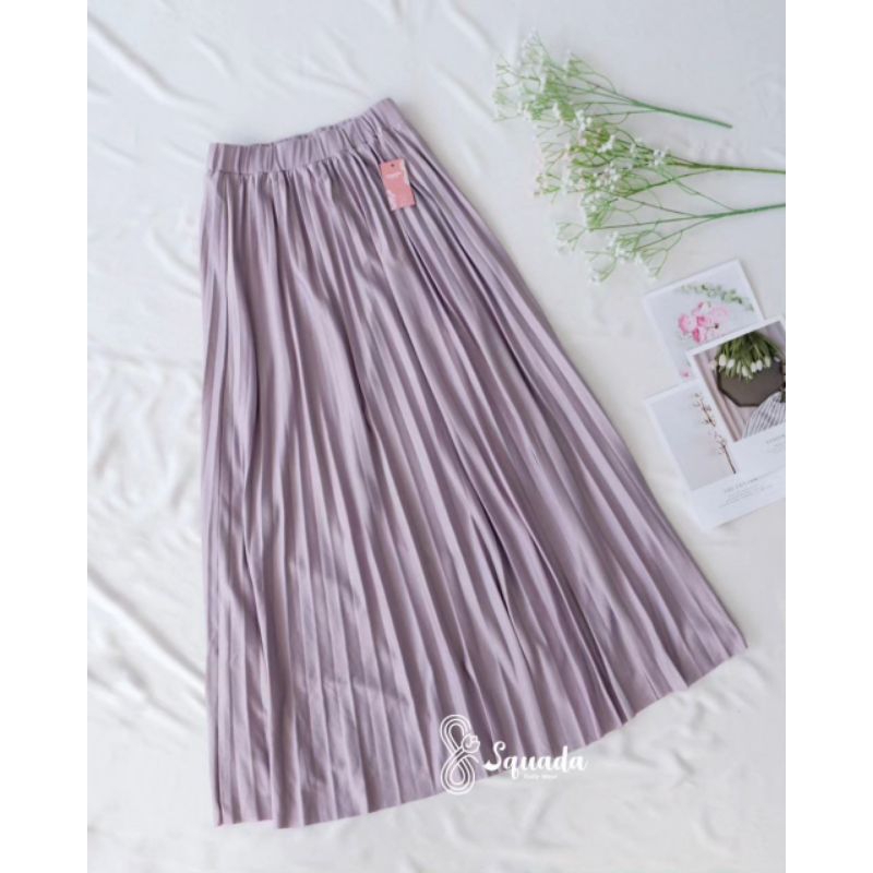 Jual Squada Rok Plisket Premium A Line Mayung 18 Warna Lengkap Hitam Putih Navy Pastel Coklat 7887