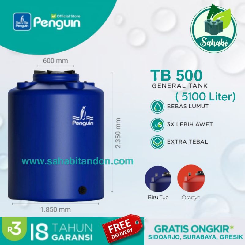 Jual Tandon Air Tangki Air Toren Air Penguinpinguin Rotamould 3 Ukuran 5000 5100 Liter 4524