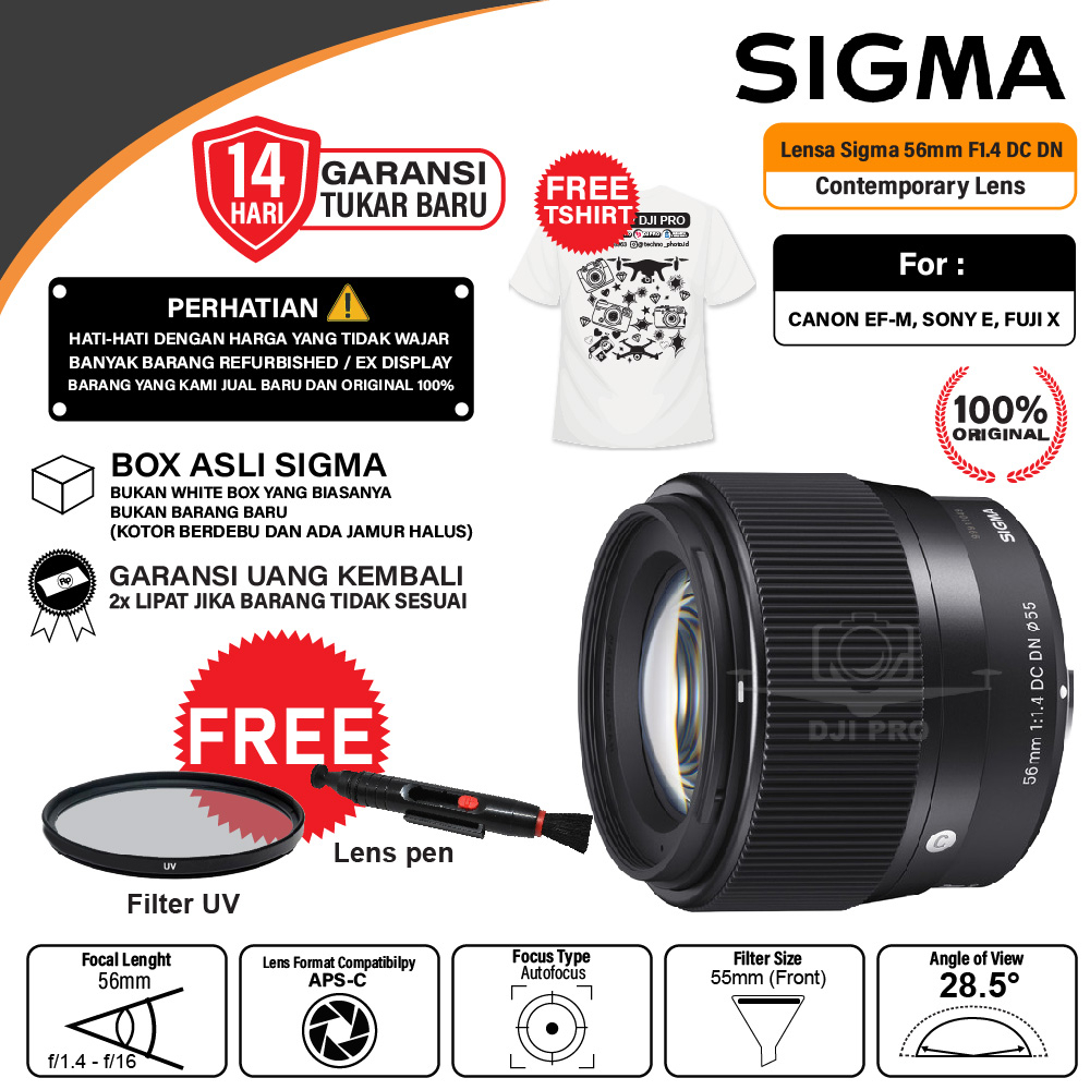 Jual Sigma 56mm f1.4 DC DN Contemporary Lens for Sony E Mount