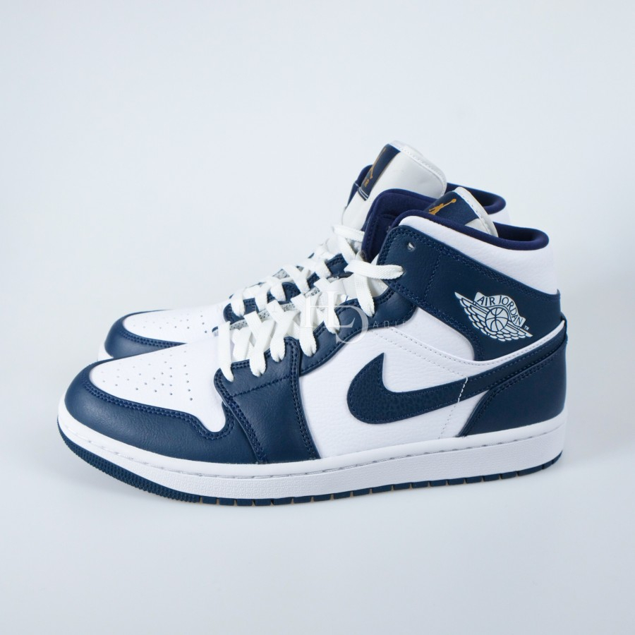 Air jordan 1 mid sale white metallic gold obsidian