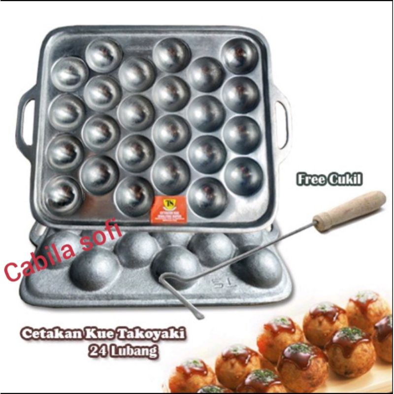 Jual Cetakan Takoyaki / Baklor lubang 24 dan 13 bonus cutil | Shopee ...