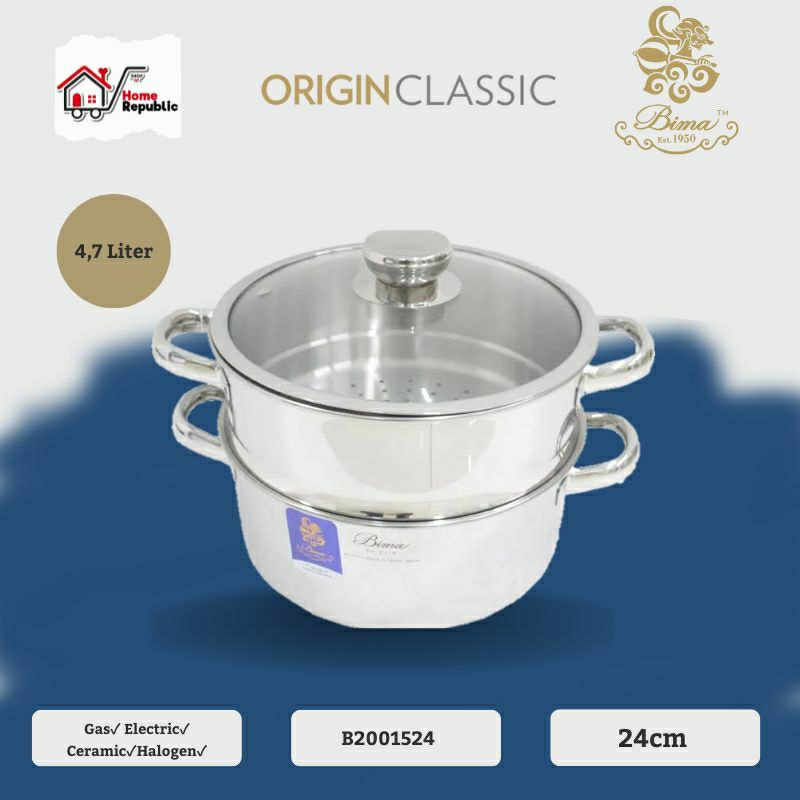 Jual Bima Panci Steamer Set Cm Origin Classic Tempered Glass Lid B Kukusan Stainless