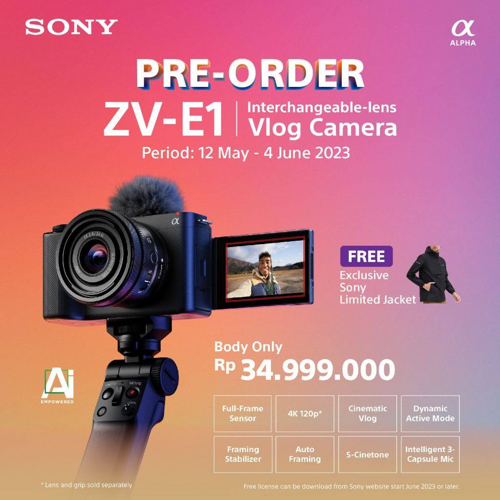 Jual Sony ZV-E1 Body Only Mirrorless Camera Sony ZVE1 ZVE 1 ZV E1 RESMI ...