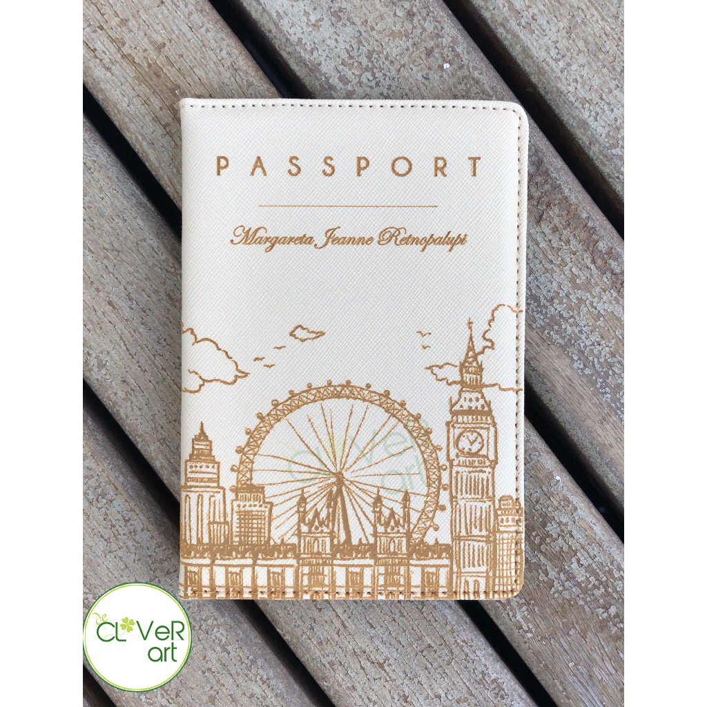 Jual Passport Cover CUSTOM NAMA SAFIANO LEATHER LONDON Shopee
