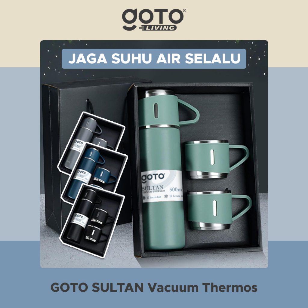 Jual Goto Sultan Vacuum Flask Set Termos Minum Cangkir Hampers Panas