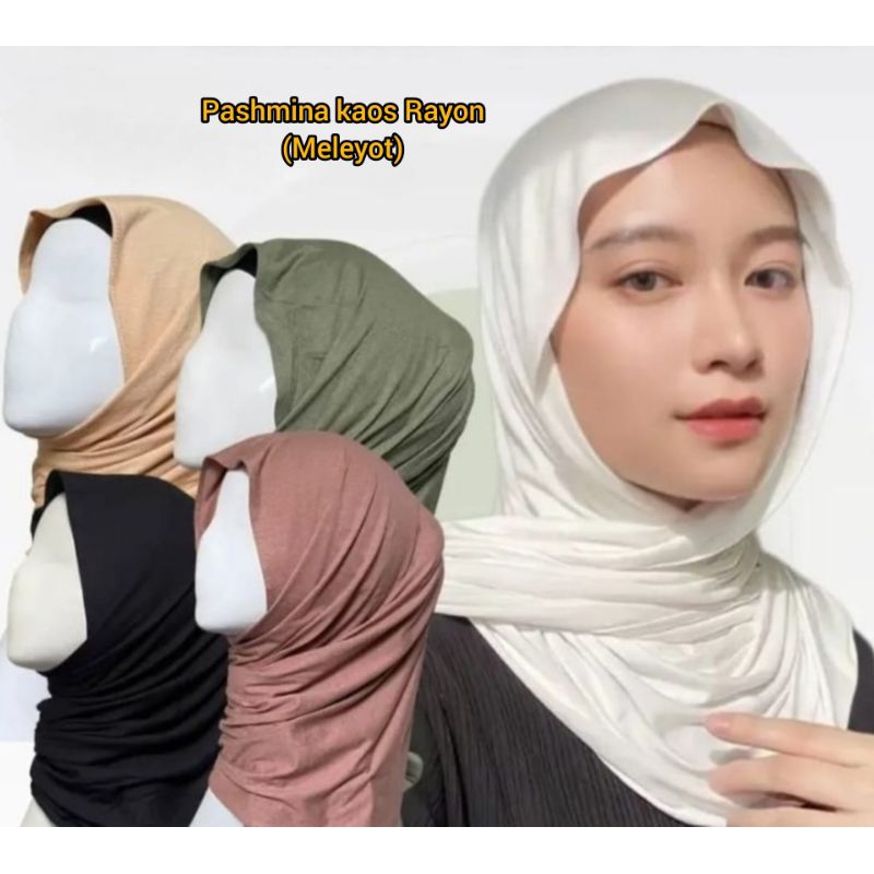Jual Pashmina Kaos Rayon Premium / Hijab Pashmina Instan | Shopee Indonesia