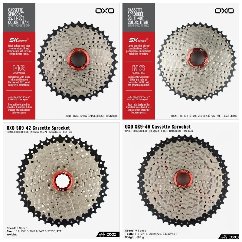 Jual SPROCKET CASSETTE SLOP / GEAR BELAKANG SEPEDA OXO 9SP 9 SPEED 11 ...