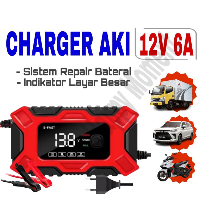 Jual Cas Aki Mobil Motor 12V 6A Repair aki Otomatis - Charger Aki