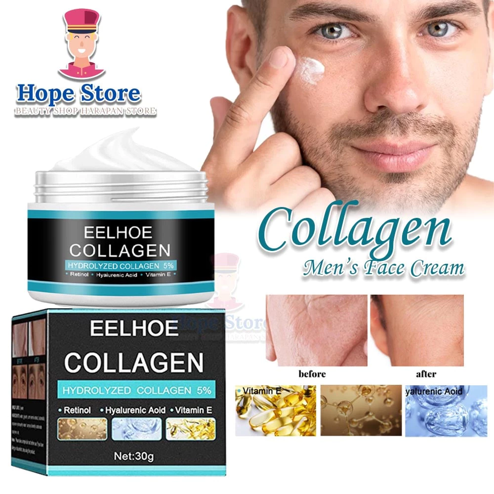 Hope Store - EELHOE Men's Collagen Cream Penipis Kerut Wajah & Kantong Mata 30gr | AutoStock