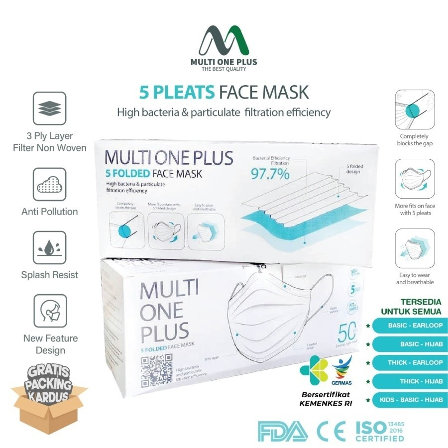 Jual Masker 5 pleats multi one plus | Shopee Indonesia