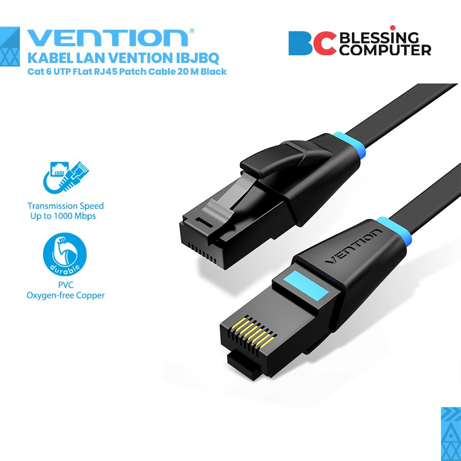 Jual KABEL LAN VENTION IBJBV Cat 6 UTP FLat RJ45 Patch Cable 40 Meter ...
