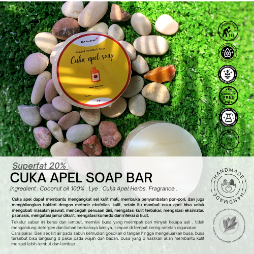 Sabun cuka apel soap bar menghilangkan noda hitam mengangkat sel kulit mati organik natural rempah handmade busui bumil semua jenis kulit & umur Aman eco friendly & zero waste by mamimoe mamamu