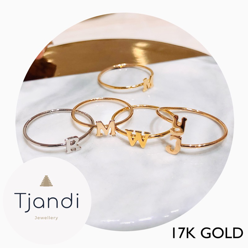 Jual Custom Cincin Inisial Emas 17K (FREE BOX PERHIASAN) | Shopee Indonesia