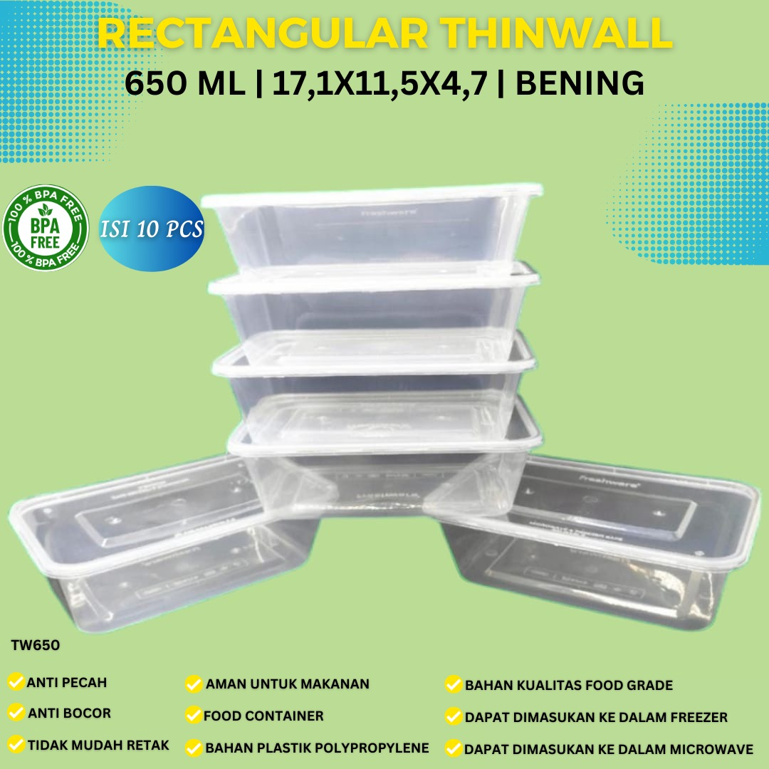 Jual Thinwall 650 Ml Food Container Freshware (Isi 10 Pcs-TW650 ...