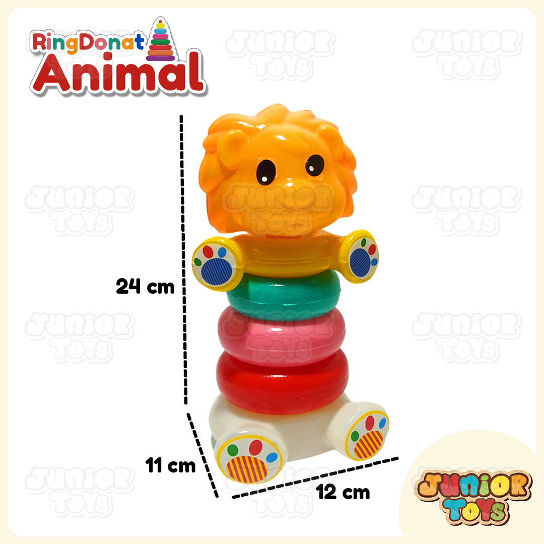 Jual Mainan Edukasi Mainan Bayi Ring Donat Bulat Animal Stacking Donut ...