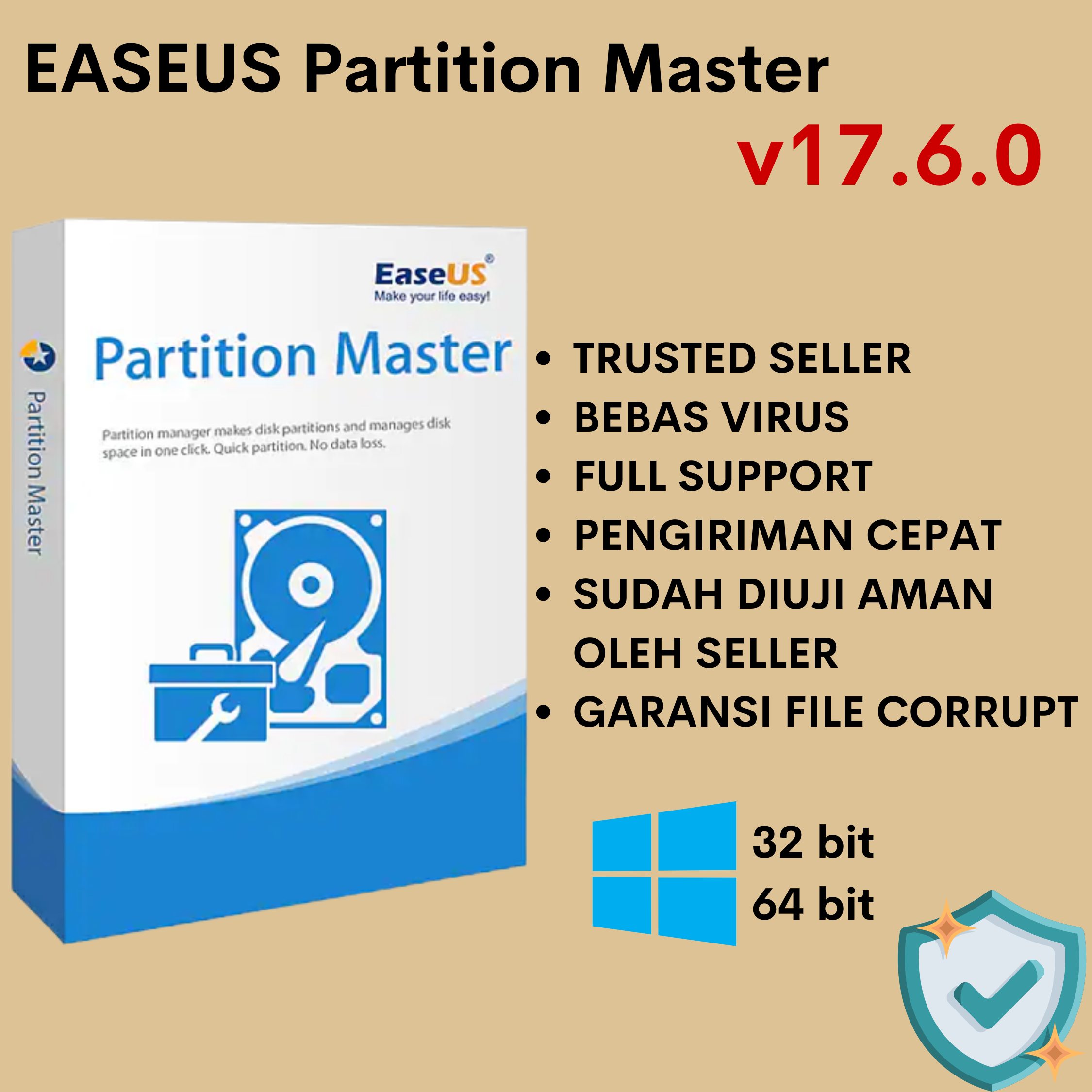 Jual EASEUS Partition Master Full Version Software PC (Windows ...