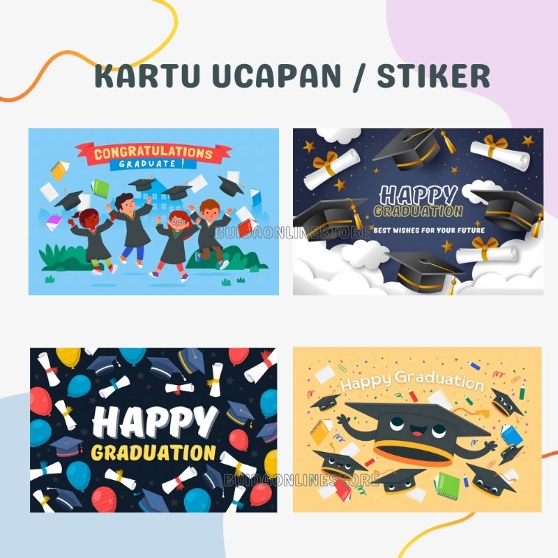 Jual Kartu Ucapan Happy Graduation Stiker Label Stiker Selamat Wisuda ...