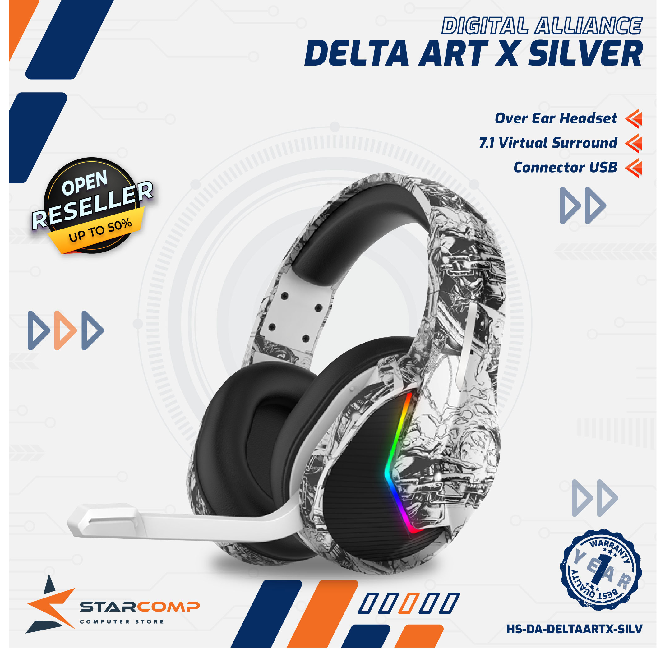 Jual Headset Digital Alliance Delta Art X Virtual Surround Sound 7.1