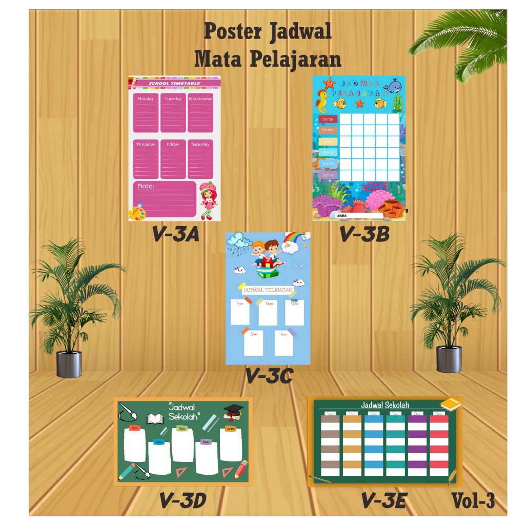 Jual Poster Jadwal Pelajaran Best Seller Poster Sekolah Jadwal Pelajaran Weekly Planner Vol 3 8031