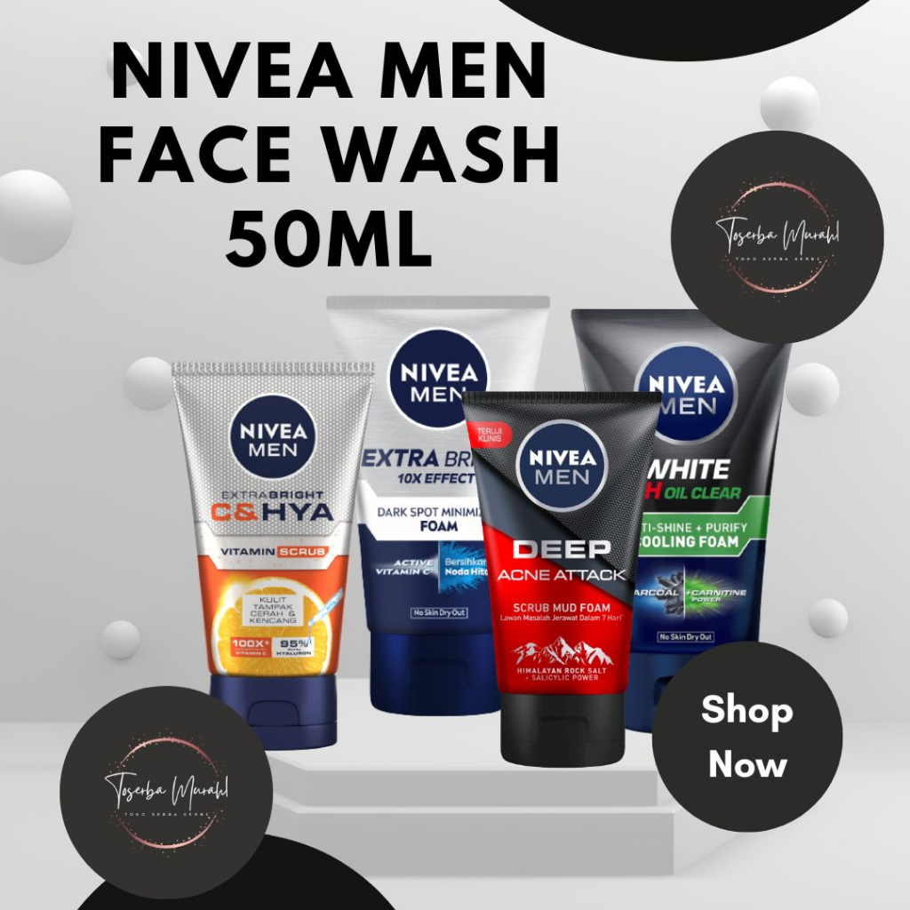 Jual Nivea Men Face Wash 50 Ml Ready All Varian Bright Bh Oil Clear Extra White Acne 6787