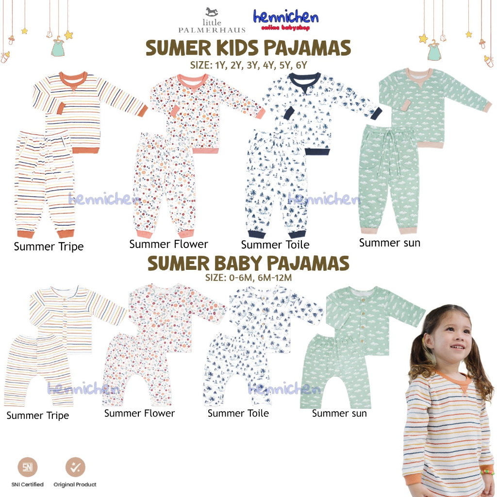 Jual Little Palmerhaus Setelan Piyama Panjang Anak SUMMER PAJAMAS