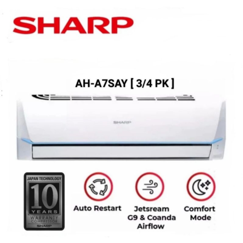 Jual AC SHARP AH-A7SAY 3/4PK THAILAND free pasang+instalasi pipa ...