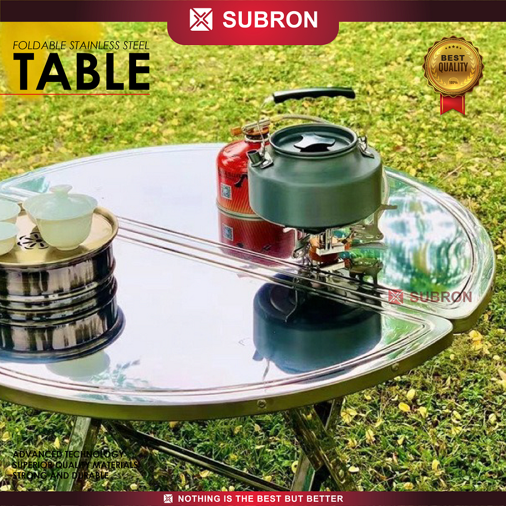 Jual SUBRON Meja Lipat Stainless Bulat Kotak Minimalis Simple Rekreasi ...