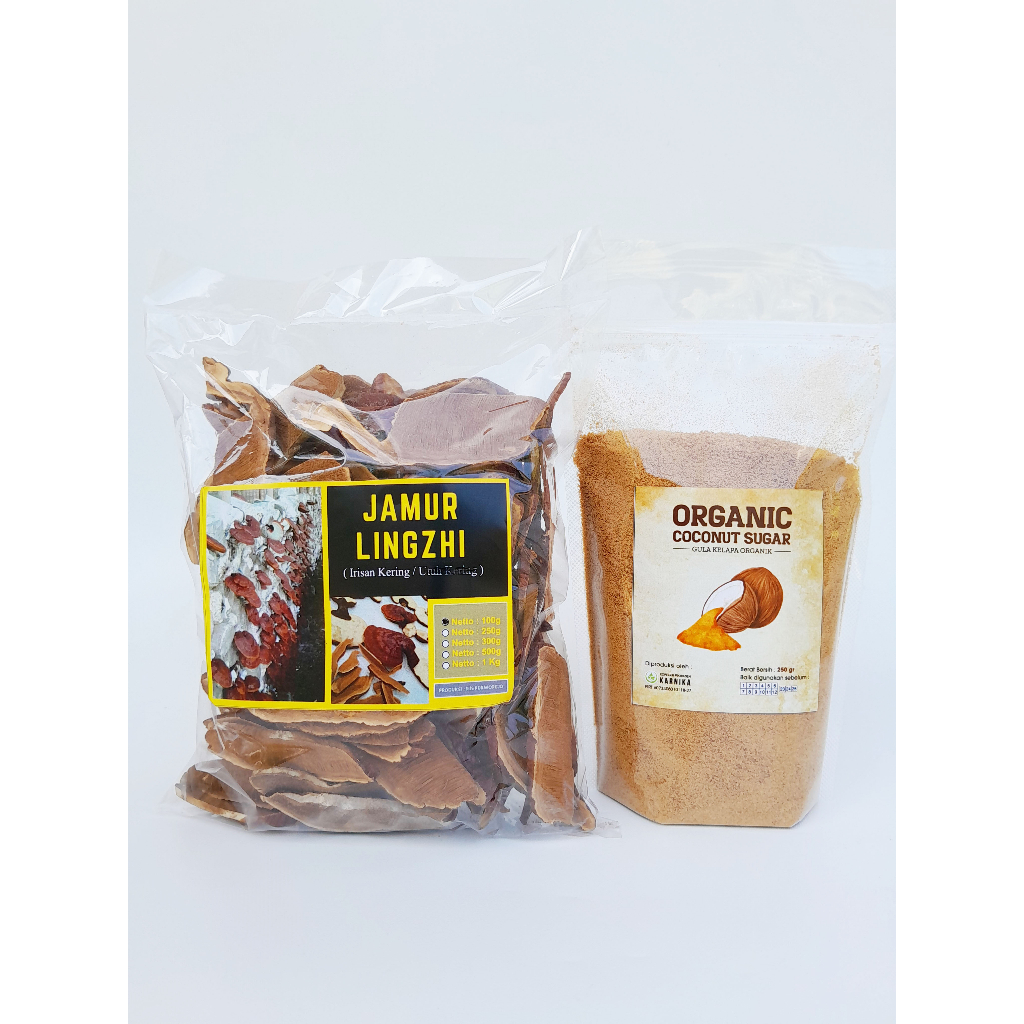 Jual Paket Hemat Jamur Lingzhi Ling Zhi 100gr & Gula Semut Kelapa