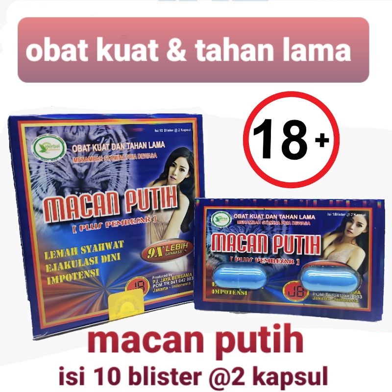 Jual Macan Putih Kapsul Original Obat Herbal Pria Bikin Kuat Tahan Lama 1 Box Isi 10 Blister 