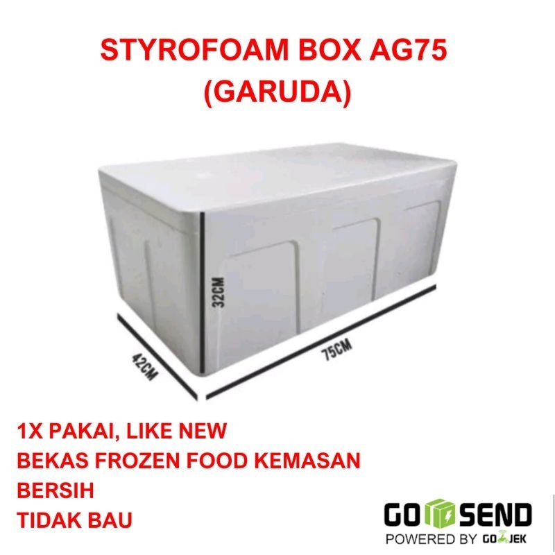 Jual Styrofoam Box AG 75 1X pakai ukuran 75 x 43 x 32 cm