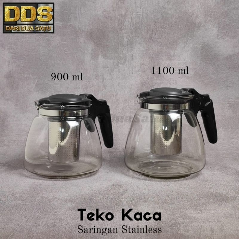 Jual Teko Teh Kaca Saringan Stainless Glass Infuser Tea Pot 900 2000 Ml Shopee Indonesia 1873