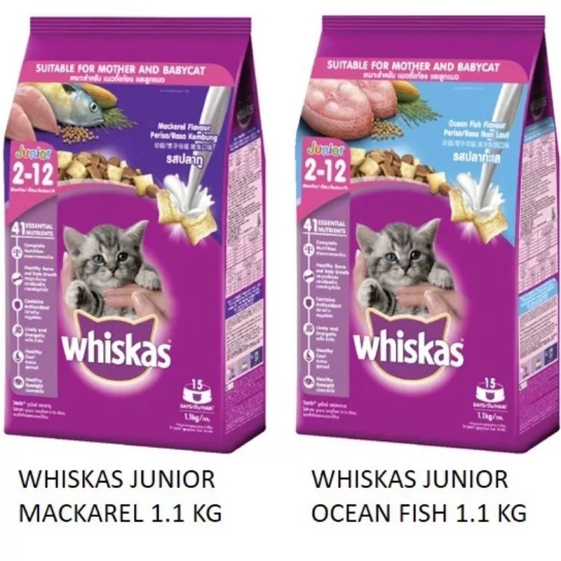 Jual Whiskas Fresh Pack 1.1kg Junior Ocean Fish MakananKucing Kering 1.