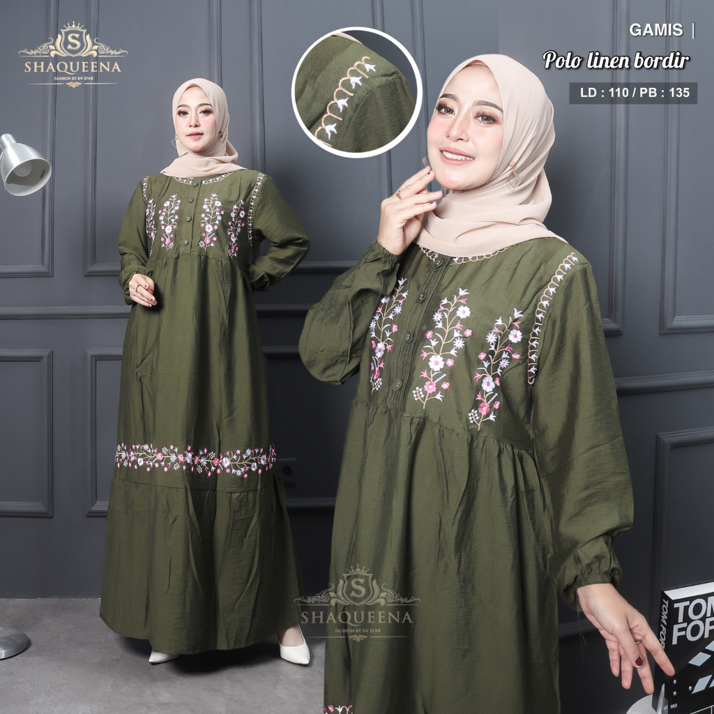 Jual GAMIS TERBARU POLOS BORDIR POLO LINEN | Shopee Indonesia