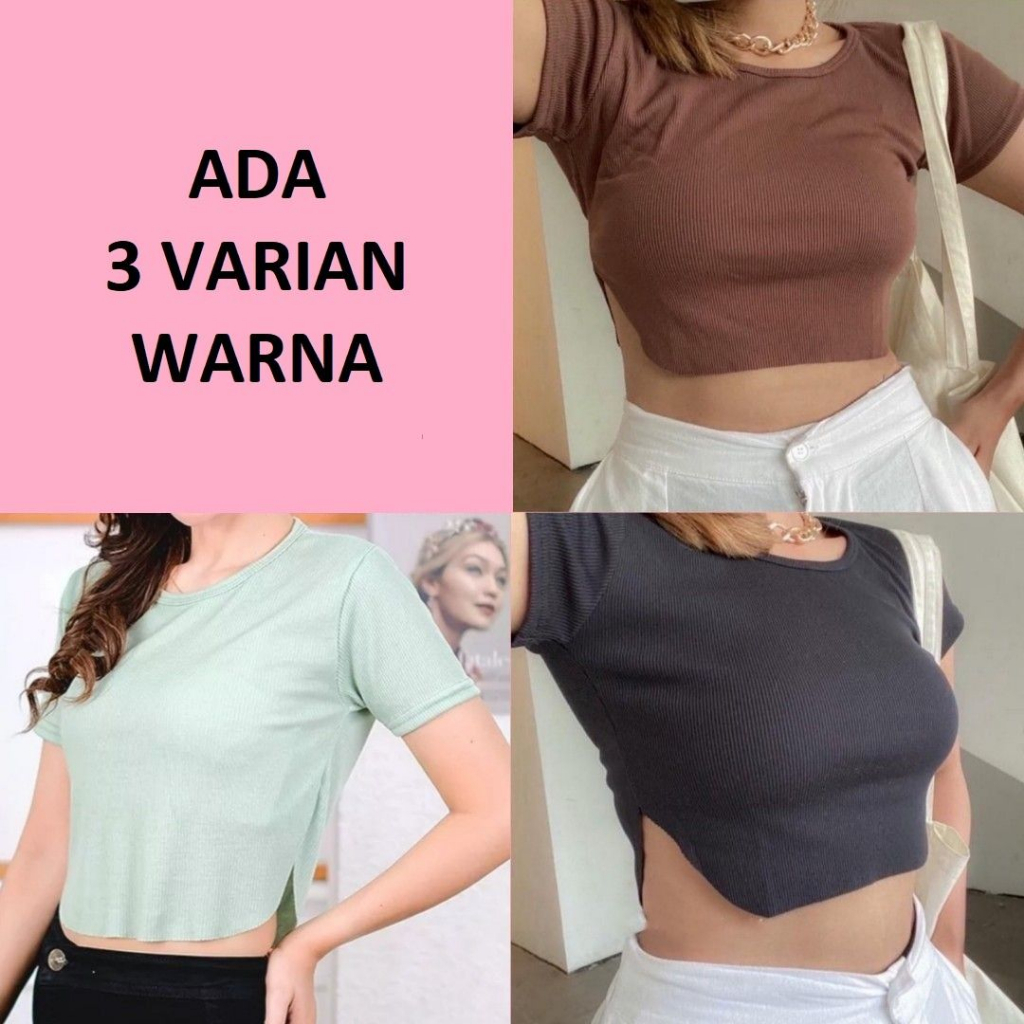 Jual Crop Top Rajut Slit Hitam & Coklat | Shopee Indonesia