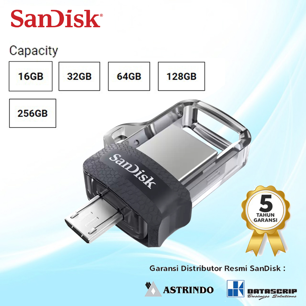 Jual Flashdisk Otg Micro 16gb 32gb 64gb 128gb 256gb Sandisk Dual Drive Sddd3 Garansi