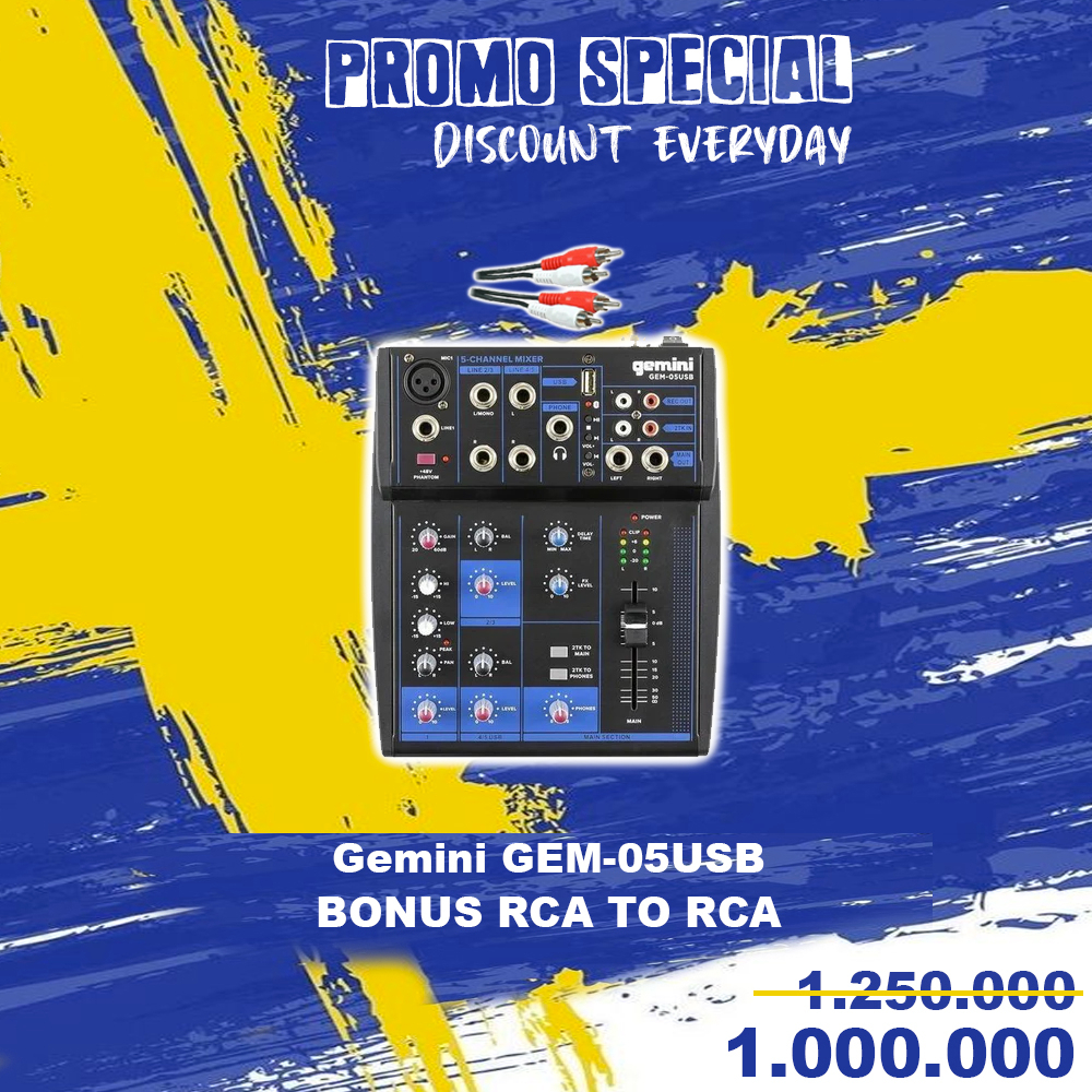 Jual Gemini GEM-05USB - 5 Channel Bluetooth Mixer Media Player Original ...