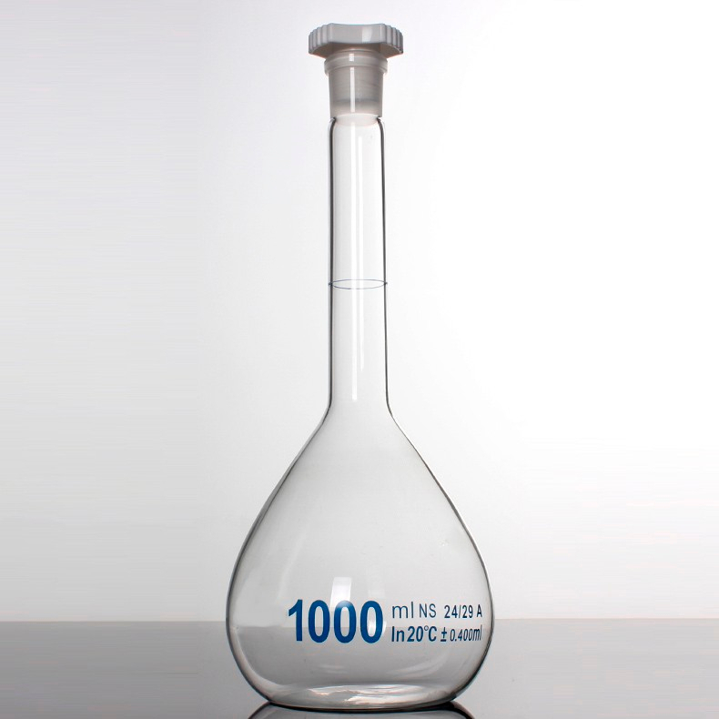 Jual Volumetric Flask Glass with Stopper plastic cap Labu ukur 500mL ...