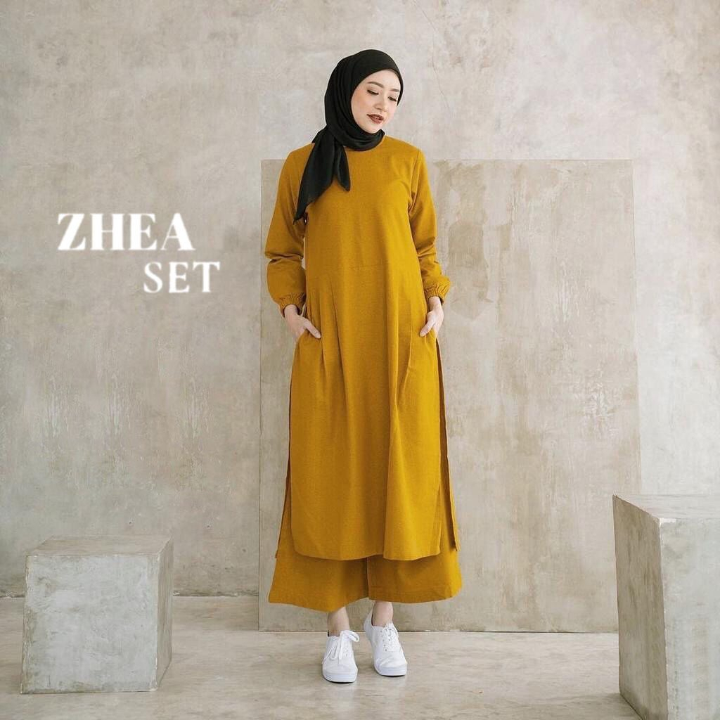 Jual New Zhea Set / Setelan Tunik Dan Celana / Bahan Katun Linen ...