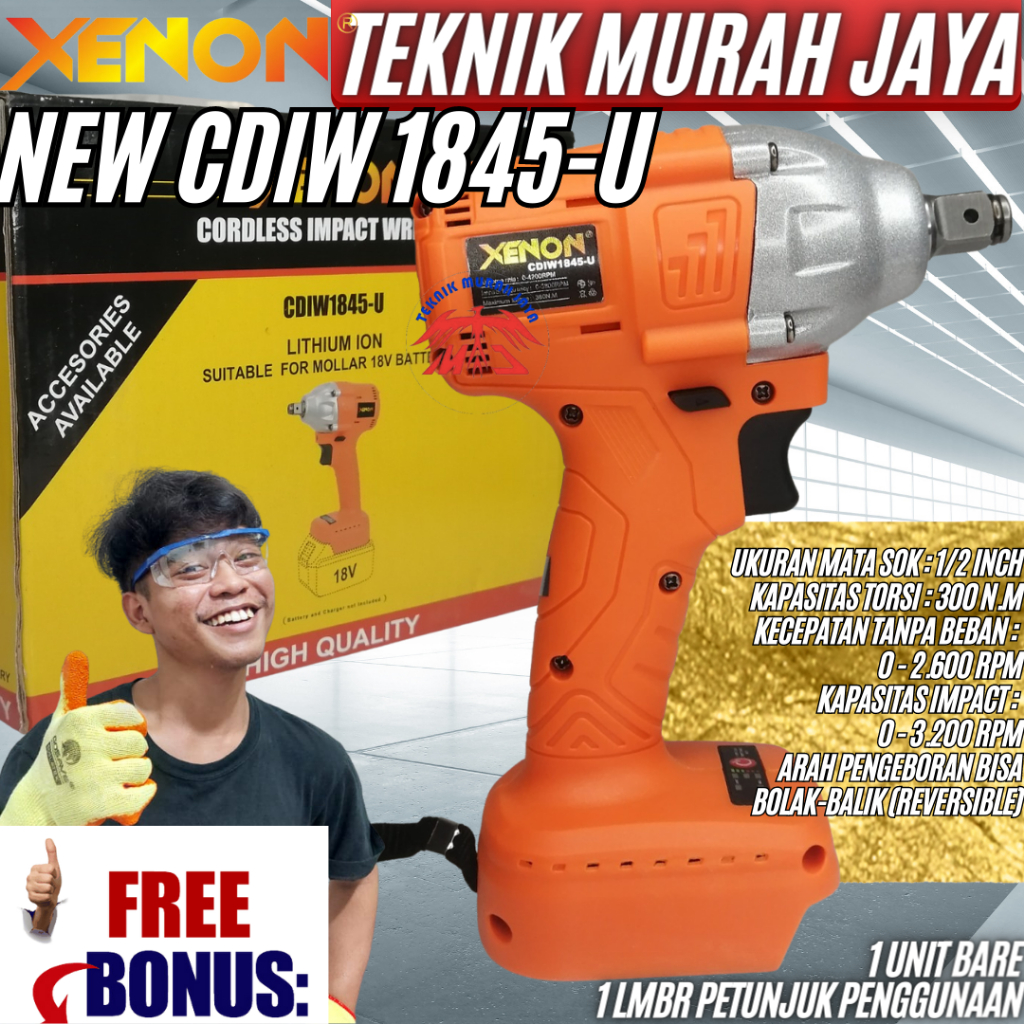 Jual XENON Cordless Impact Wrench CDIW1845 UNIT ONLY / UE Alat Buka