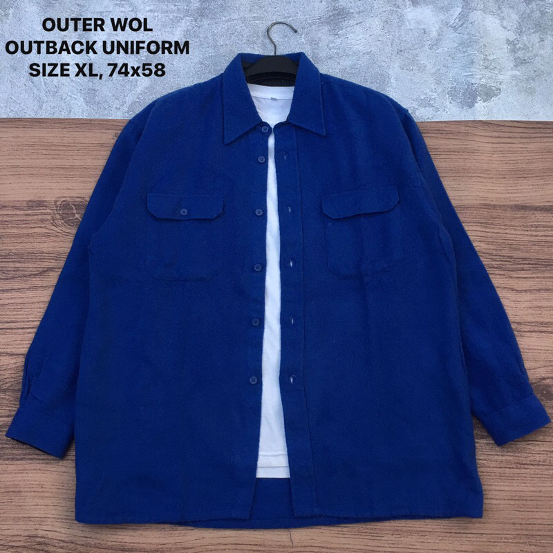 Jual OUTER FLANNEL WOLL, Outback uniform warna Biru Shopee Indonesia