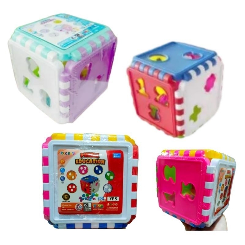 Jual [YE5 KUBUS] Mainan Edukasi Anak Bayi Kubus Pintar Puzzle Shape