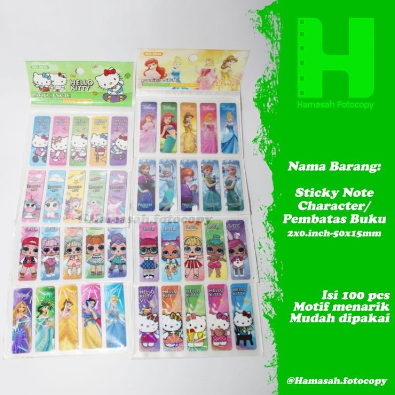 Jual Sticky Note Character / Pembatas Buku Karakter 2x0.6inch-50x15mm ...