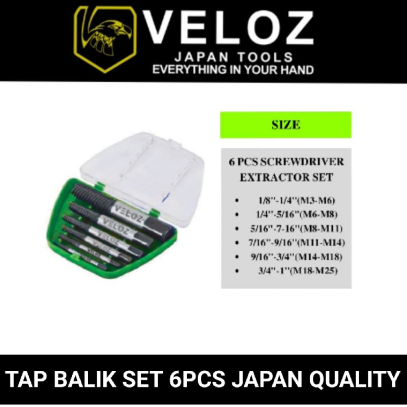 Jual tap balik / pembuka baut rusak 6pcs/set Veloz / lomax Japan ...