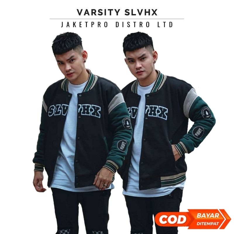 Jual Jaket Varsity Pria Bordir Slvhx Distro Tebal Varsity Jacket