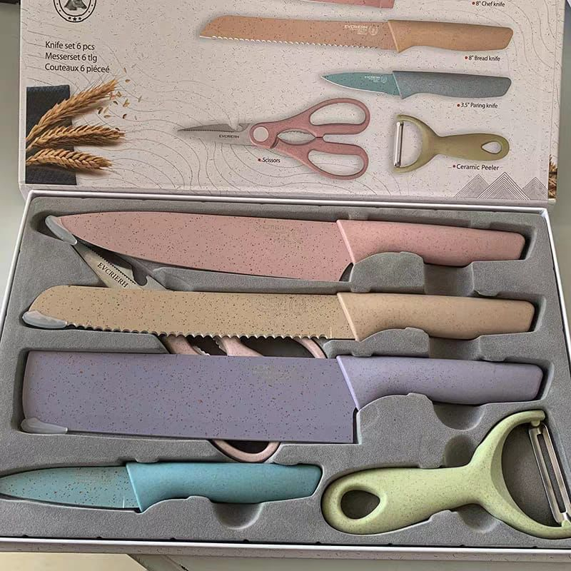 Bright Crown Kitchen Knife Set Stainless Steel / Pisau Dapur Set 6 in 1 Bahan Stainless Steel