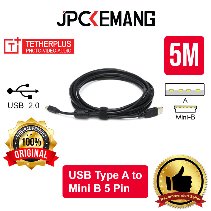 Jual Kabel Kamera Tetherplus USB 2.0 Mini B To Type A 5M Tether Plus ...