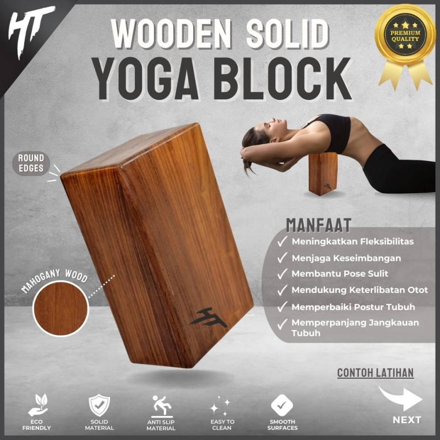 Jual Wooden Solid Yoga Block Hypertrophy – Balok Blok Kayu Senam ...