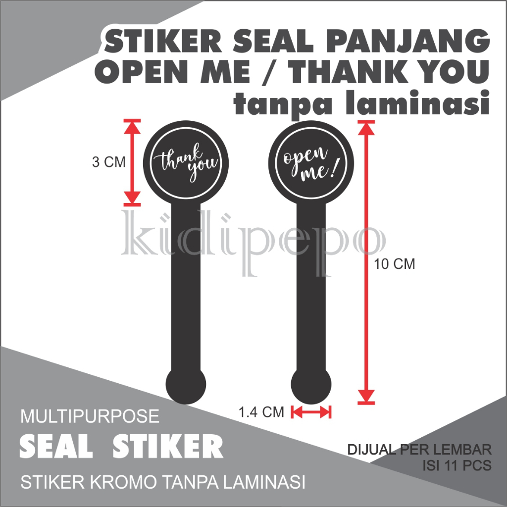 Jual STIKER SEAL PANJANG OPEN ME / THANK YOU TANPA LAMINASI | Shopee ...